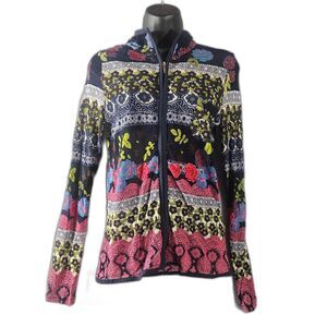 Monte Milano Womens Small Full Zip Floral Summer Weight Jacket Cycling